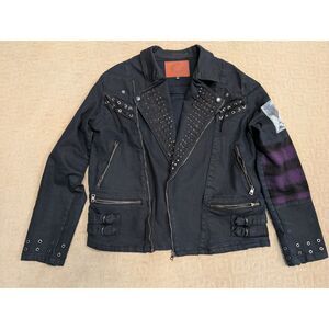 Iro-Ochi Jacket Mens Large Indigo Denim Moto Studded Chaos Handcrafted